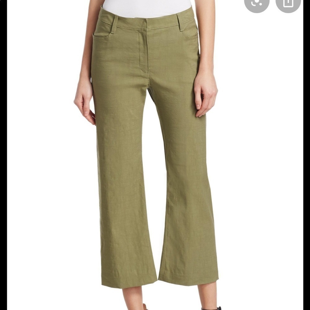A.L.C. Linen teddy straight leg olive cropped pants size 4